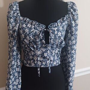 Excellent Condition Copper Closet Flower Crop Top With Tie Front